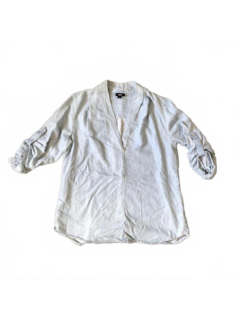 Mossimo Light Blue V-Neck Blouse Medium